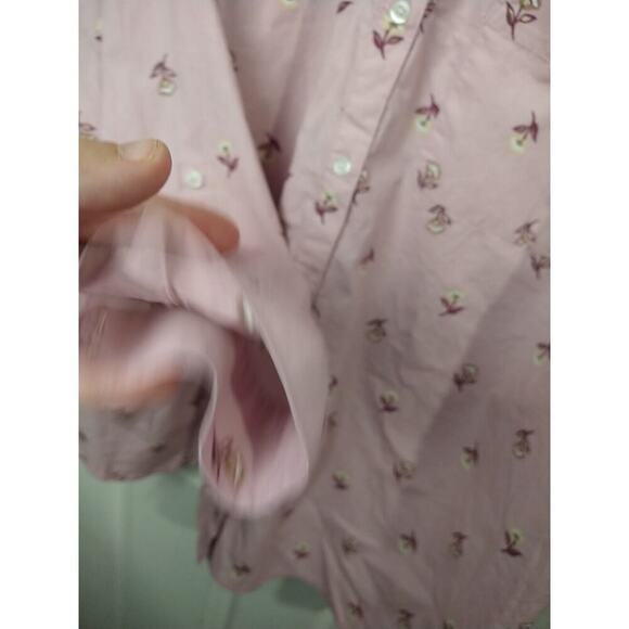 Croft&Barrow Woman 2X Shirt Pink Yellow Floral Collared Button Roll Tab Sleeve - Picture 9 of 10